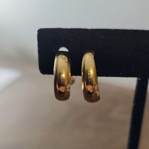 Napier Gold Tone Screw Back Hoop Earrings